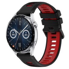 Per Huawei Watch GT3 42mm 20mm Cinturino sportivo in silicone bicolore (nero + rosso)