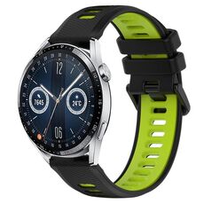 Per Huawei Watch GT3 42mm 20mm Cinturino sportivo in silicone bicolore (nero + verde)