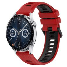 Per Huawei Watch GT3 42mm 20mm Cinturino sportivo in silicone bicolore (rosso + nero)