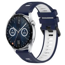 Per Huawei Watch GT3 42mm 20mm Cinturino sportivo in silicone bicolore (blu notte + bianco)