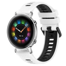 Per Huawei Watch GT2 42mm 20mm Cinturino sportivo in silicone bicolore (bianco + nero)