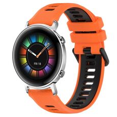 Per Huawei Watch GT2 42mm 20mm Cinturino sportivo in silicone bicolore (arancione + nero)