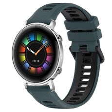 Per Huawei Watch GT2 42mm 20mm Cinturino sportivo in silicone bicolore (verde oliva + nero)