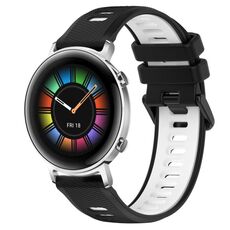 Per Huawei Watch GT2 42mm 20mm Cinturino sportivo in silicone bicolore (nero + bianco)