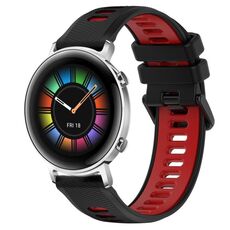 Per Huawei Watch GT2 42mm 20mm Cinturino sportivo in silicone bicolore (nero + rosso)
