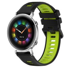 Per Huawei Watch GT2 42mm 20mm Cinturino sportivo in silicone bicolore (nero + verde)