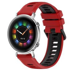 Per Huawei Watch GT2 42mm 20mm Cinturino sportivo in silicone bicolore (rosso + nero)