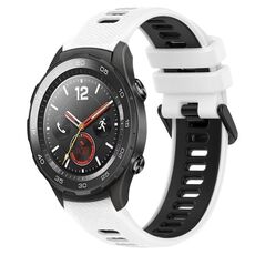 Per Huawei Watch 2 Cinturino sportivo in silicone bicolore da 20 mm (bianco + nero)