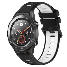 Per Huawei Watch 2 Cinturino sportivo in silicone bicolore da 20 mm (nero + bianco)