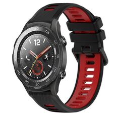Per Huawei Watch 2 Cinturino sportivo in silicone bicolore da 20 mm (nero + rosso)
