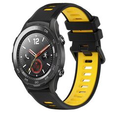 Per Huawei Watch 2 Cinturino sportivo in silicone bicolore da 20 mm (nero + giallo)