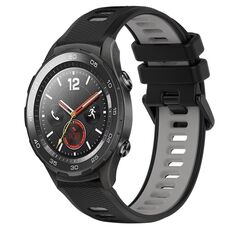 Per Huawei Watch 2 Cinturino sportivo in silicone bicolore da 20 mm (nero + grigio)