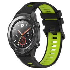 Per Huawei Watch 2 Cinturino sportivo in silicone bicolore da 20 mm (nero + verde)