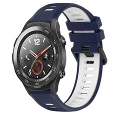 Per Huawei Watch 2 Cinturino sportivo in silicone bicolore da 20 mm (blu notte + bianco)