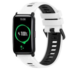 For Honor Watch ES 20mm Cinturino sportivo in silicone bicolore (bianco + nero)