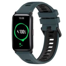 For Honor Watch ES 20mm Cinturino sportivo in silicone bicolore (verde oliva + nero)