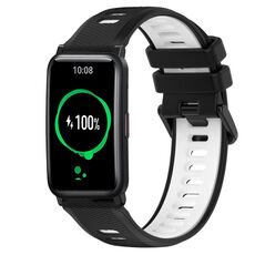 For Honor Watch ES 20mm Cinturino sportivo in silicone bicolore (nero + bianco)