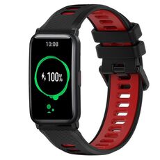 For Honor Watch ES 20mm Cinturino sportivo in silicone bicolore (nero + rosso)