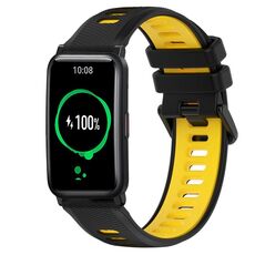 For Honor Watch ES 20mm Cinturino sportivo in silicone bicolore (nero + giallo)