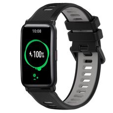 For Honor Watch ES 20mm Cinturino sportivo in silicone bicolore (nero + grigio)