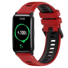 For Honor Watch ES 20mm Cinturino sportivo in silicone bicolore (rosso + nero)