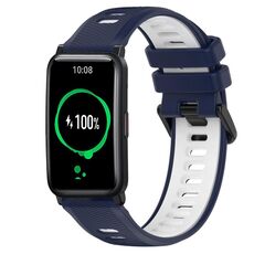 For Honor Watch ES 20mm Cinturino sportivo in silicone bicolore (blu notte + bianco)