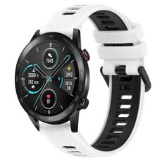 Per Honor Magic Watch2 42mm 20mm Cinturino sportivo in silicone bicolore (bianco + nero)