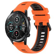 Per Honor Magic Watch2 42mm 20mm Cinturino sportivo in silicone bicolore (arancione + nero)