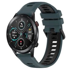 Per Honor Magic Watch2 42mm 20mm Cinturino sportivo in silicone bicolore (verde oliva + nero)