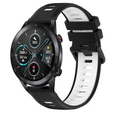 Per Honor Magic Watch2 42mm 20mm Cinturino sportivo in silicone bicolore (nero + bianco)