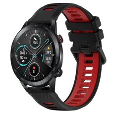 Per Honor Magic Watch2 42mm 20mm Cinturino sportivo in silicone bicolore (nero + rosso)