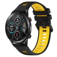 Per Honor Magic Watch2 42mm 20mm Cinturino sportivo in silicone bicolore (nero + giallo)