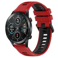 Per Honor Magic Watch2 42mm 20mm Cinturino sportivo in silicone bicolore (rosso + nero)