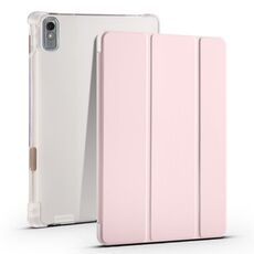 Per Lenovo Pad Plus 2023 Custodia per tablet in pelle TPU trasparente pieghevole da 11,5 pollici con slot per penna (rosa)