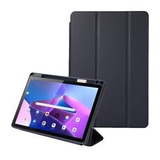 Per Lenovo Tab M10 Plus 10.6 3rd Gen 2022 Custodia per tablet pieghevole in pelle tinta unita a 3 pieghe (blu scuro)