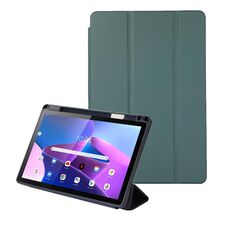 Per Lenovo Tab M10 Plus 10.6 3rd Gen 2022 Custodia per tablet pieghevole in pelle tinta unita a 3 pieghe (verde scuro)