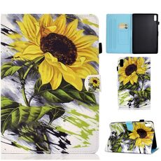 Per Lenovo Tab P11 Gen 2 filo per cucire custodia in pelle per tablet verniciata orizzontale (fiore del sole)