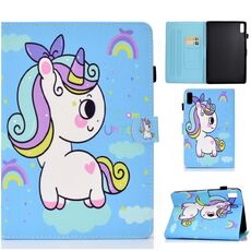 Per Lenovo Tab P11 Gen 2 Filo da cucito Custodia in pelle per tablet verniciata orizzontale (Rainbow Unicorn)
