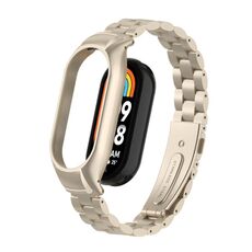 Per custodia in metallo integrata Xiaomi Mi Band 8 + cinturino per orologio a tre sfere (colore Starlight)