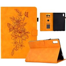 Per Lenovo Tab M9 Custodia per tablet in pelle goffrata farfalla peonia (cachi)