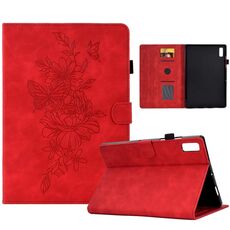 Per Lenovo Tab M9 Custodia per tablet in pelle goffrata farfalla peonia (rosso)