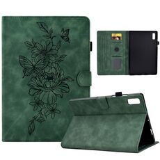 Custodia per tablet in pelle goffrata farfalla peonia per Lenovo Tab M9 (verde)