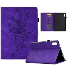 Per Lenovo Tab P11 Gen 2 Custodia per tablet in pelle goffrata farfalla peonia (viola)