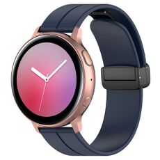 Cinturino per orologio in silicone con fibbia nera pieghevole a testa piatta universale da 20 mm (blu notte)