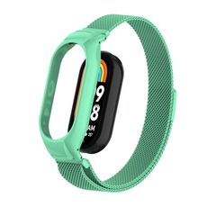 Custodia in metallo integrata per Xiaomi Mi Band 8 + cinturino magnetico milanese (mare blu)