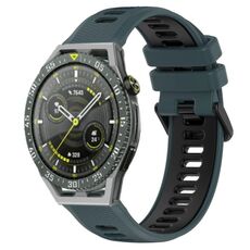 Per Huawei Watch GT3 SE 22mm Cinturino sportivo in silicone bicolore (verde oliva + nero)