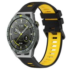 Per Huawei Watch GT3 SE 22mm Cinturino sportivo in silicone bicolore (nero + giallo)