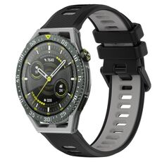 Per Huawei Watch GT3 SE 22mm Cinturino sportivo in silicone bicolore (nero + grigio)