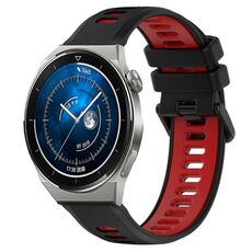 Per Huawei Watch GT3 Pro 46mm 22mm Cinturino sportivo in silicone bicolore (nero + rosso)
