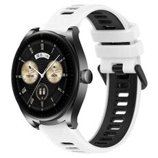 Per Huawei Watch Buds 22mm Cinturino sportivo in silicone bicolore (bianco + nero)